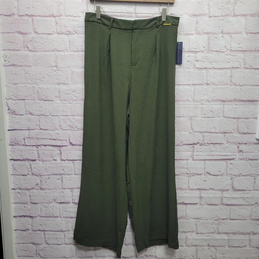 NEW Adrienne Vittadini Wide Leg Palazzo Pants Womens L Flowy Business Cocktail